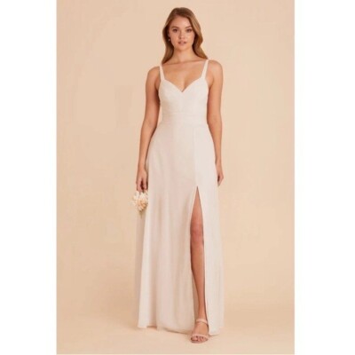 Birdy Grey Deborah V-Neck Pleated Chiffon A-Line Slit Maxi Dress Bridesmaid  XL