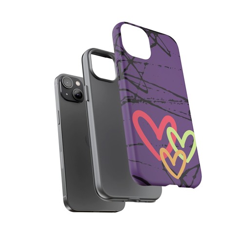 Hearts on Purple & Black Tough Handyhülle für iPhone, Samsung Galaxy, Goog Pixel - Bild 78 von 285