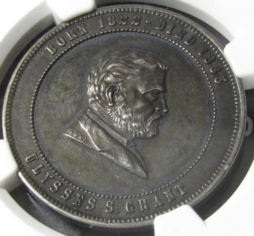 ULYSSES S GRANT 1896 REPUBLICAN CLUB OF PITTSBURGH silver 34mm NGC AU58 R-PIT-1