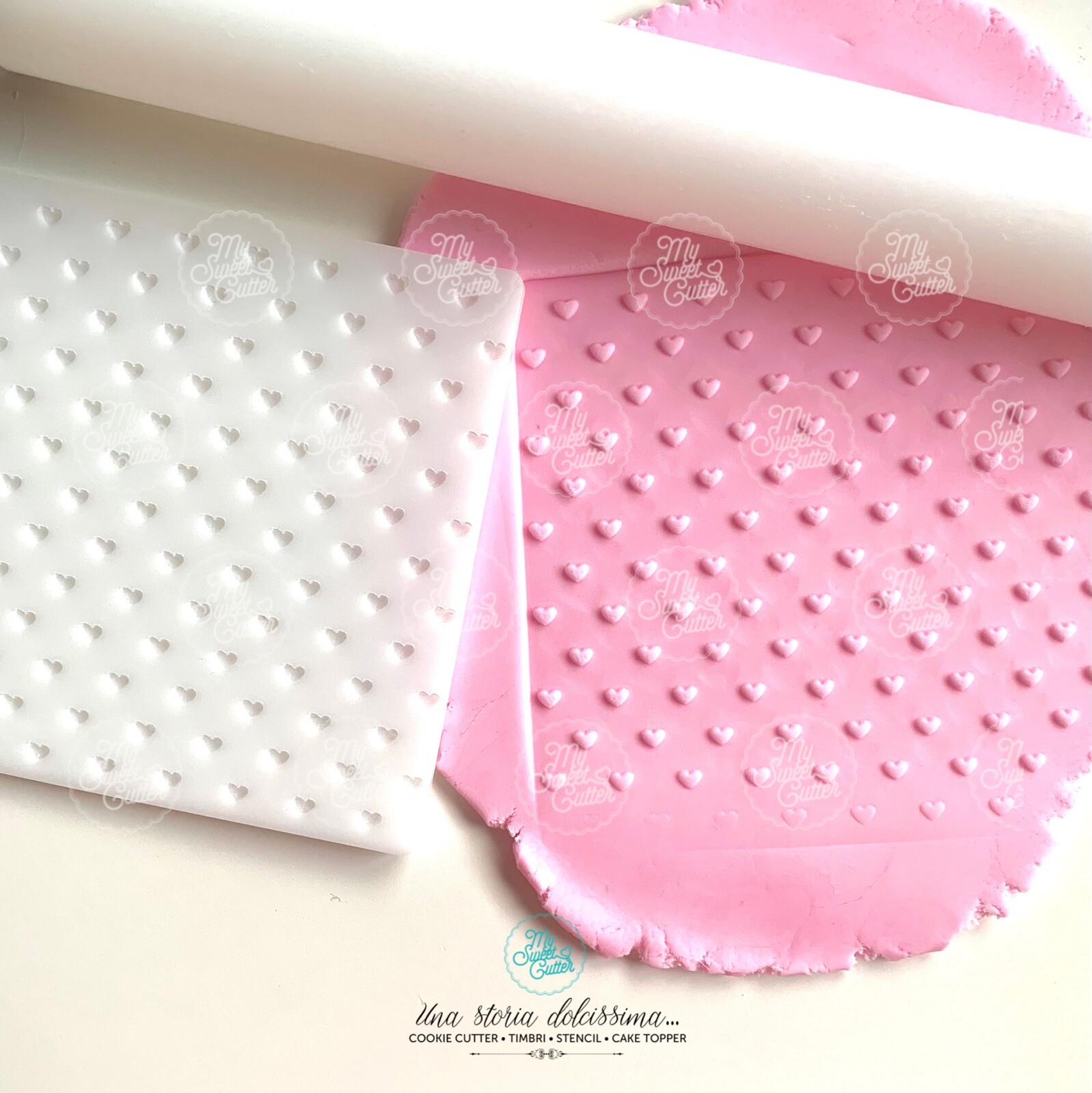 Cuoricini 3mm Cuori Heart A Rilievo Texture Forma 10x10cm