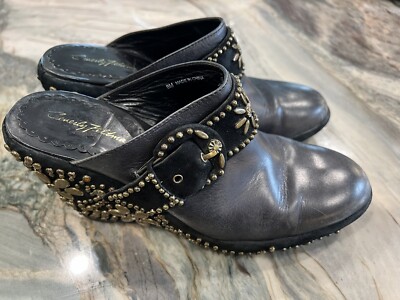 Beverly Feldman Studded Clogs Size 8M Buckle Studs & Crystals UNIQUE & PRETTY!