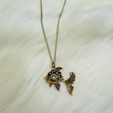 Gold Fish Pendant Necklace on Gold Chain