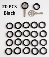 20x PCS Black - Key ID Caps Rubber Identifier Tags Cover Keys Coding Ring Marker