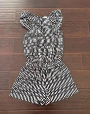 Maison Jules Women's Black White Button Romper Jumpsuit Sz Medium