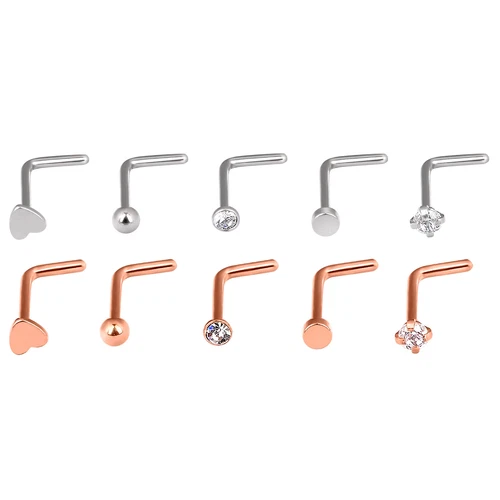5-30PCS Surgical Steel Nose Stud Ring 20G Tiny Screw L Bend Straight Bone Studs - Picture 17 of 21