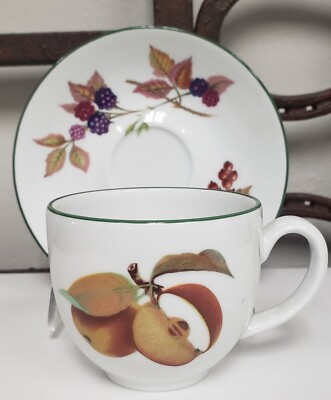 Royal Worcester EVESHAM VALE Teacup And Saucer 1  3/4'' Foot BRAND NEW Never Used