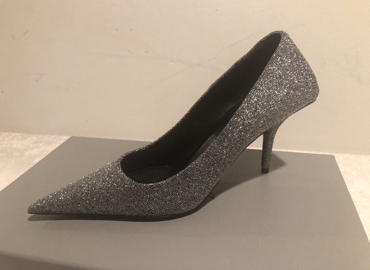 BALENCIAGA ナイフホウティテルミュル 785660WAD40 9000 NIB Balenciaga Glittered Lurex Knife 80mm Pointed Toe Pumps