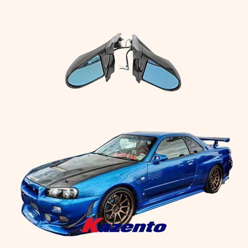 Side Door Aero Mirror Pair For Nissan Skyline R34 (GTR RHD only) KZ Carbon Fiber