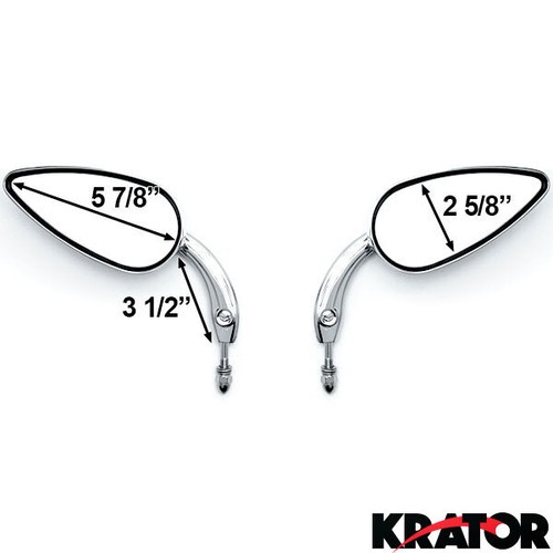 Teardrop Motorcycle Mirrors for Harley Davidson Sportster Softail Dyna Bike - Picture 2 of 3