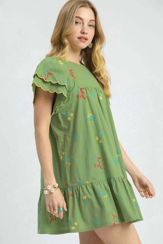 Mini Vestido Umgee Floral Bordado Manga Corta - Imagen 2 de 6