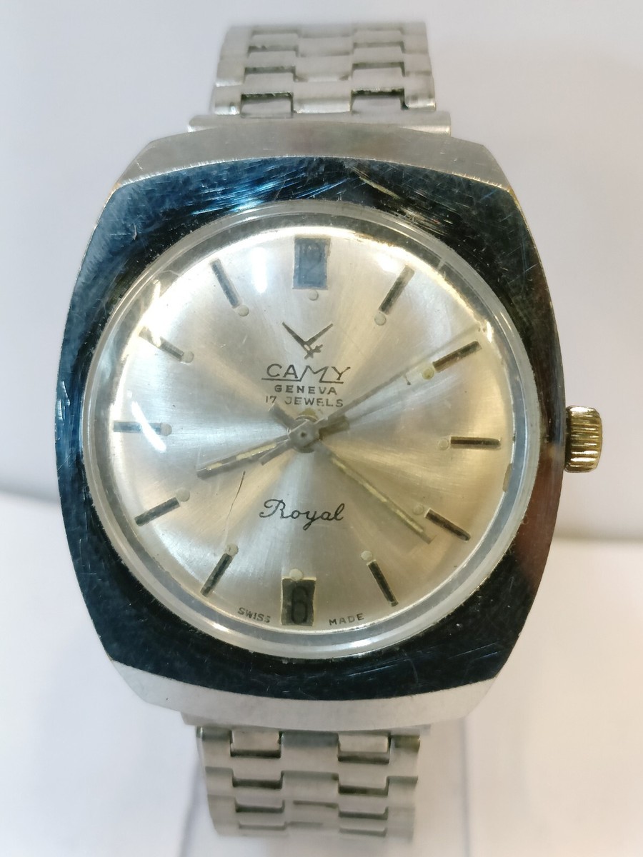 CAMY Geneva 17 Jewels 手巻き時計 CAMY ROYAL GENEVA 17 JEWELS WINDING SILVER DIAL 6328 SWISS MEN'S