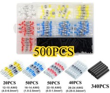 500PCS Waterproof Solder Seal Sleeves Heat Shrink But Wire Connectors Terminals