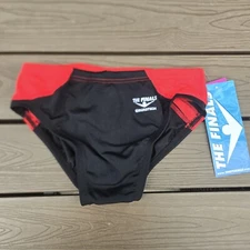 TYR The Finals Shark Red/black Splice Racer Briefs, Men Size 38, NEW