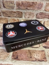 Mercedes Benz Logo Evolution Flat Metal Storage Tin, Retro Style Gift idea