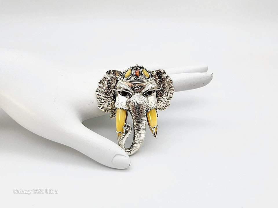 ¡NUEVO COLGANTE ELEFANTE CON OREJAS MÓVILES PLATA ESTERLINA MACIZA Y ÁMBAR MULTICOLOR! Foto 2 de 4