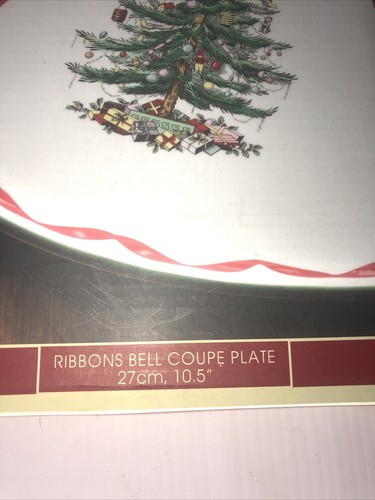 Spode Christmas Tree Ribbons Bell Shaped Coupe Plate, 10.5 Inch Brand New - 第 3/6 張圖片