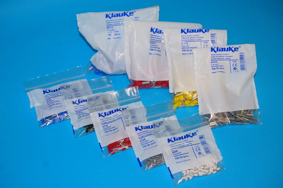 Aderendhülse Klauke® 0,50mm² - 16,00mm² Aderendhülsen 100Stück isoliert -Auswahl