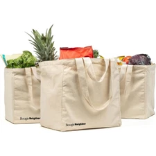 Reusable Shopping Bag Extra Large Heavy Duty Canvas Foldable 6 Pocket 4 Handles