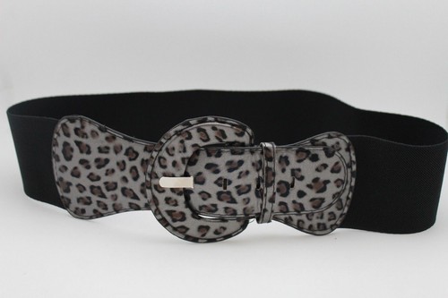 Mujer Hip Cintura Elástica Negro Plata Leopardo Estampado Moda Cinturón Size S M - Imagen 8 de 12