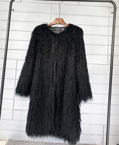 Abrigo largo de piel sintética peludo para mujer Chaqueta cálida de invierno Cárdigan mullido Prendas exteriores - Imagen 15 de 38
