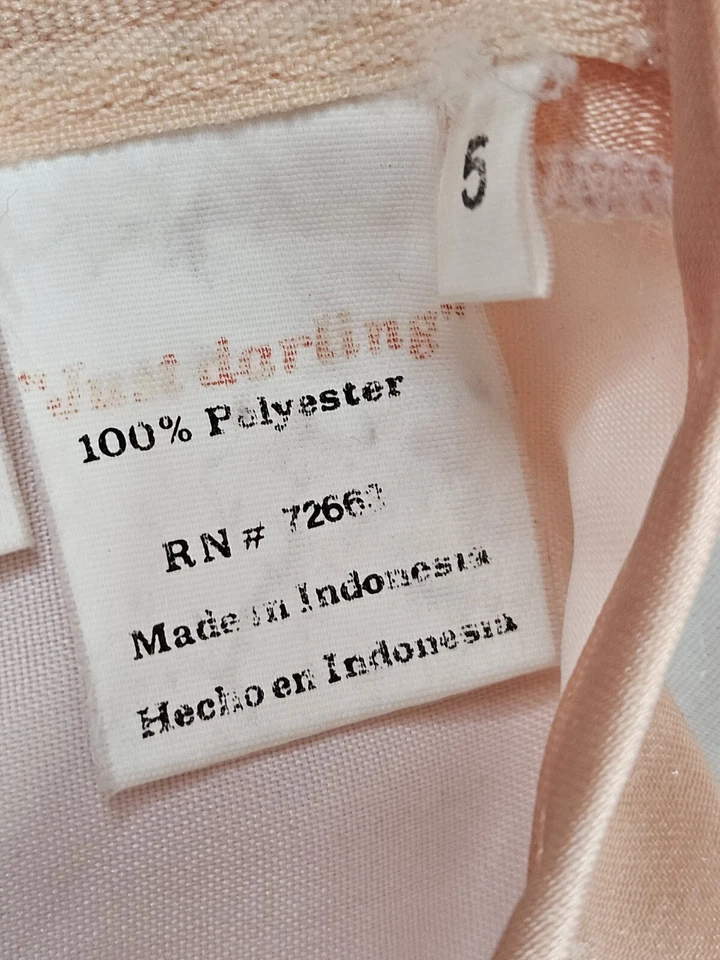 Vestido Just Darling Niña Talla 5 Melocotón Niveles Encaje Volantes Concurso Círculo Completo 5T Foto 4 de 4