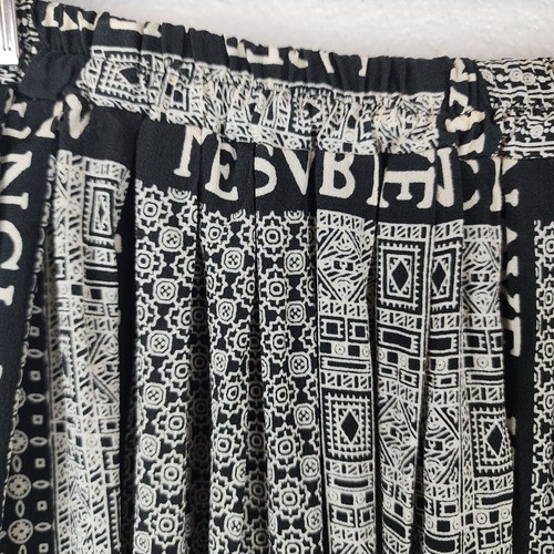 Chaus Vintage Skirt Womens Black White Midi Elastic Waist Sz S Abstract Flowy - Picture 2 of 10