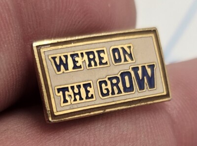 VTG Lapel Pinback Gold Tone Were On The Grow Enameled Pin
