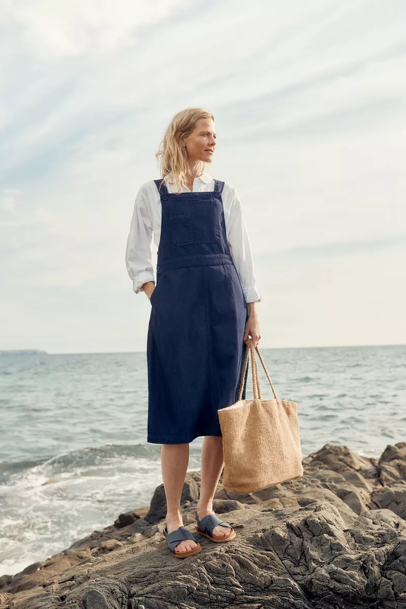 Denim Overall Pinafore Dress | boohoo