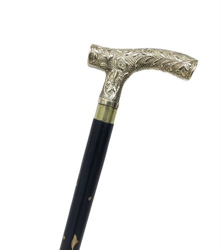 Antique Derby head brass Handle black Innlay foldble Wooden Walking Cane Stick - Picture 6 of 18