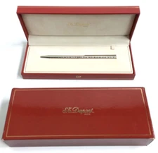 S.T.Dupon Classic Border Logo engraving Silver Twisted Ballpoint Pen wz/Box Mint