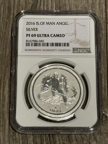 2016 PF69 Ultra Cameo Isle Of Man- Angel 1oz .999 Silver NGC