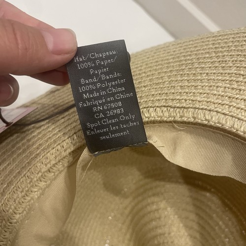 NWT Vince Camuto Fedora Wide Brim Sun Hat Straw Coral Ribbon Packable Resort - Picture 8 of 11