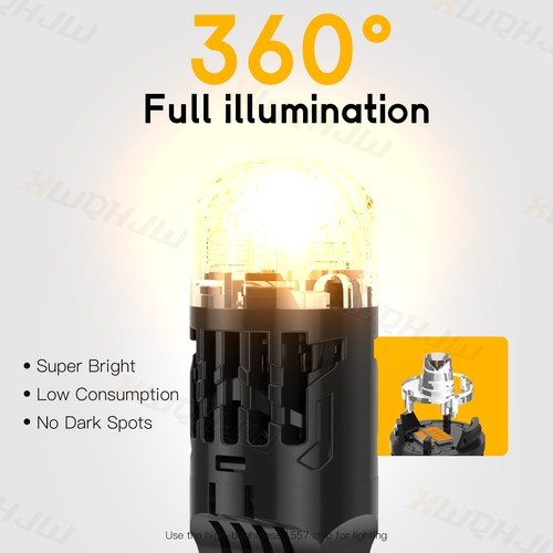 2x 7443 7440 T20 LED Amber Yellow Front Turn Signal Blinker Light Bulbs 3000K - Picture 2 of 8