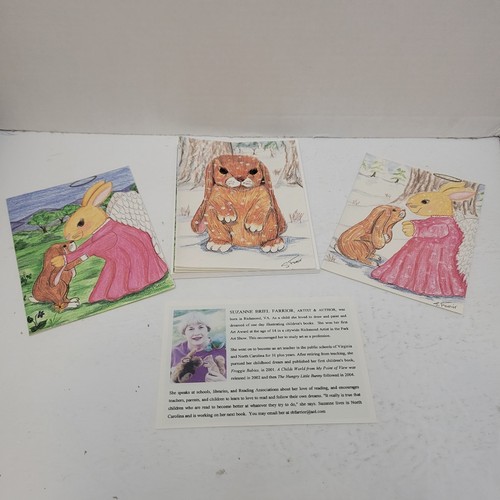 Vintage 6 Bunny Scene Greeting Blank Cards W Envelopes The Hungry Little Rabbits - Picture 6 of 6