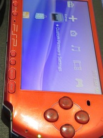 Crimson Red PSP 3000 NEW LCD Chrg/data HQ battery, 64gb SANDISK w/ARK-4
