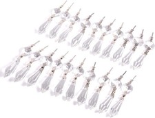 20 Pcs Clear Crystal Chandelier Icicle Prisms Replacement Parts for Lamp Decore