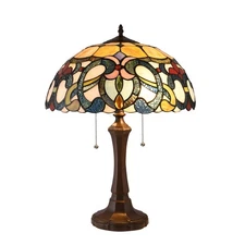 Chloe Lighting Tiffany-style Dark Bronze 2 Light Victorian Table Lamp 16" Shade