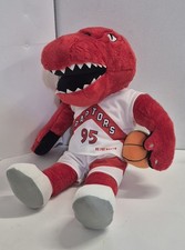 Toronto Raptors Red Velociraptor Plush Mascot #95 NBA With Ball...