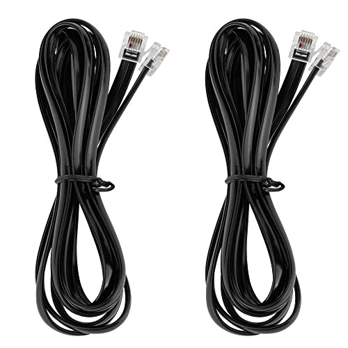 RJ12 Cable Phone Cord RJ12 6P6C Male to Male Straight Wired for 6.6FT Black - 第 2/7 張圖片