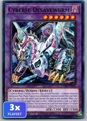 3x Cyberse Desavewurm CYAC-EN034 Common / Short Print 1st Edition NM