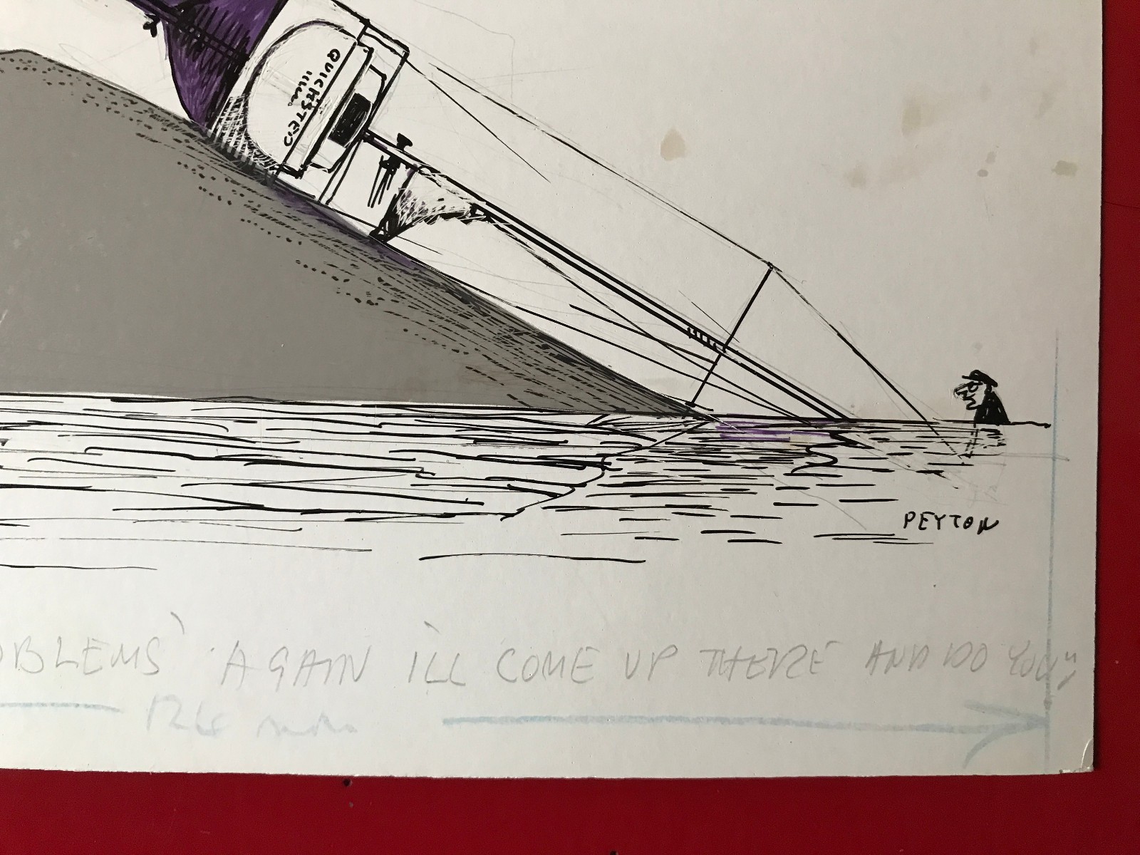 Mark Peyton. Original ink drawing. Marine. Humour