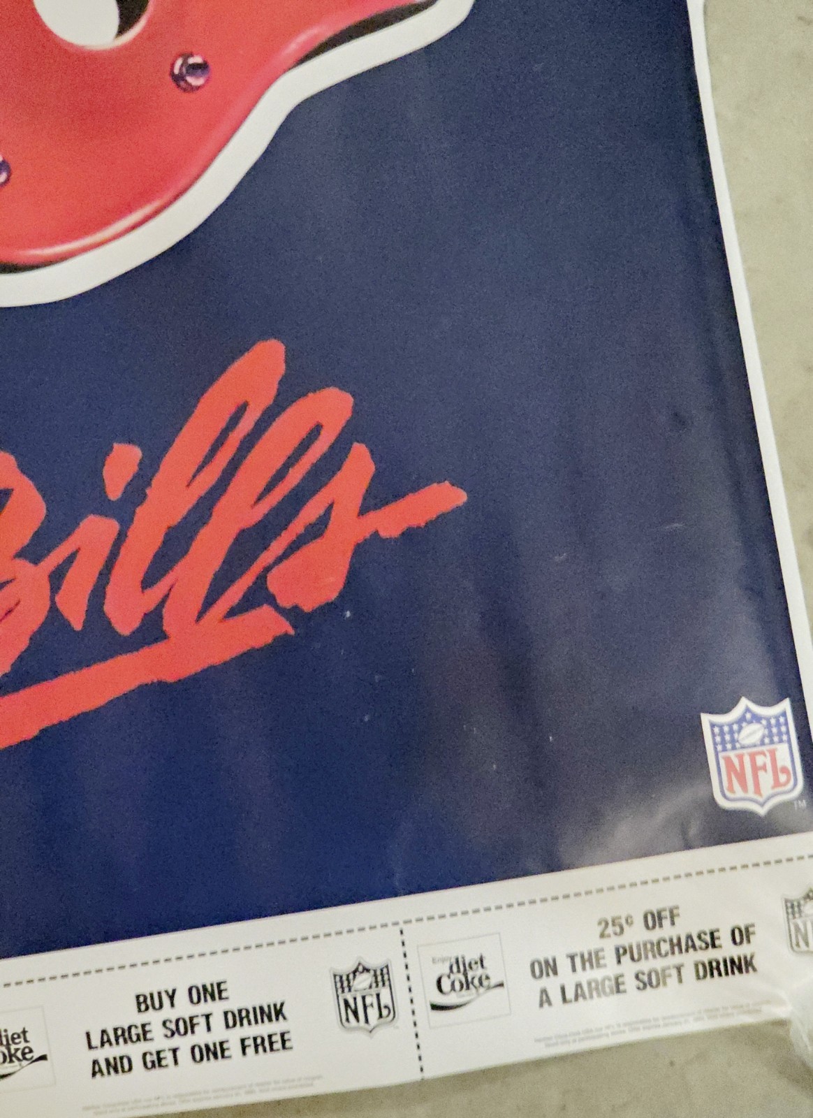 Vintage Buffalo Bills Poster 1989 Starline Inc NFL Helmet Logo Man Cave Decor view 3