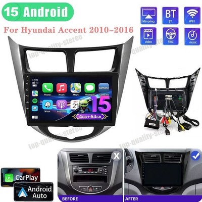 4+64G Android 15 Car Stereo Radio For Hyundai Accent Solaris Verna Apple CarPlay