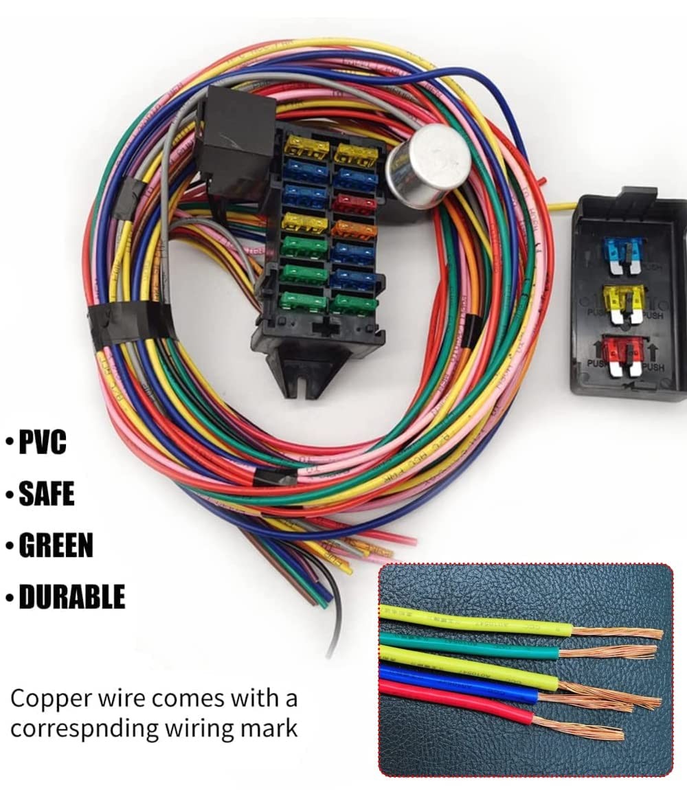 Wiring Harness 14 Circuit Universal,Circuit Wiring Harness Kit 14 Fuse for