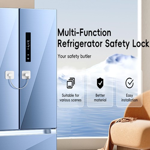 Paquete de 2 cerraduras de puerta de refrigerador, cerradura de puerta de refrigerador a prueba de niños para congelador de cocina... - Imagen 7 de 7