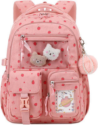 Girls Backpack for School, Cute Corduroy School Backpack for Girls, Kawaii Ita B