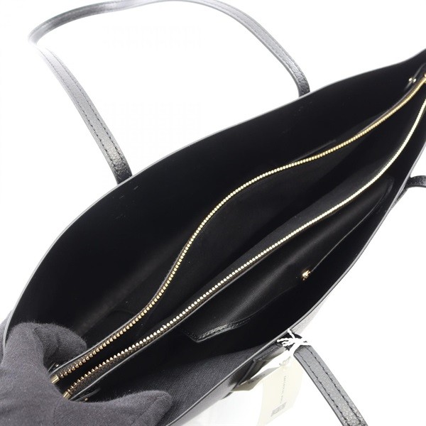 Tory Burch Perry Tote Bag Leather Black Women Used Authentic thumbnail 3