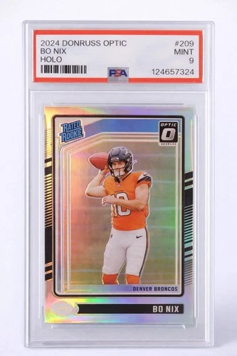 2024 Panini Donruss Optic Bo Nix Rated Rookie Holo Prizm #209 PSA 9 MINT RC