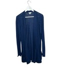 J. Jill Women’s Linen Blend Burnout Cardigan Blouse L/S Open Front Blue Med Tall