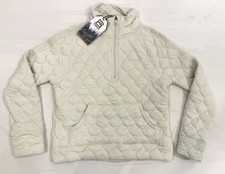 Avalanche Quilted Pullover Sweatshirt Women's Small Half Zip Pocket Ivory
